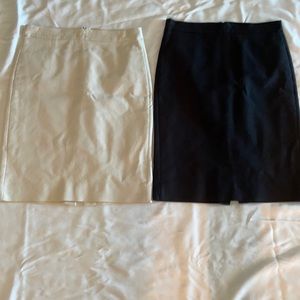 J crew no 2 pencil skirt cotton stretch. Lined. Back zipper. Black. Cream.